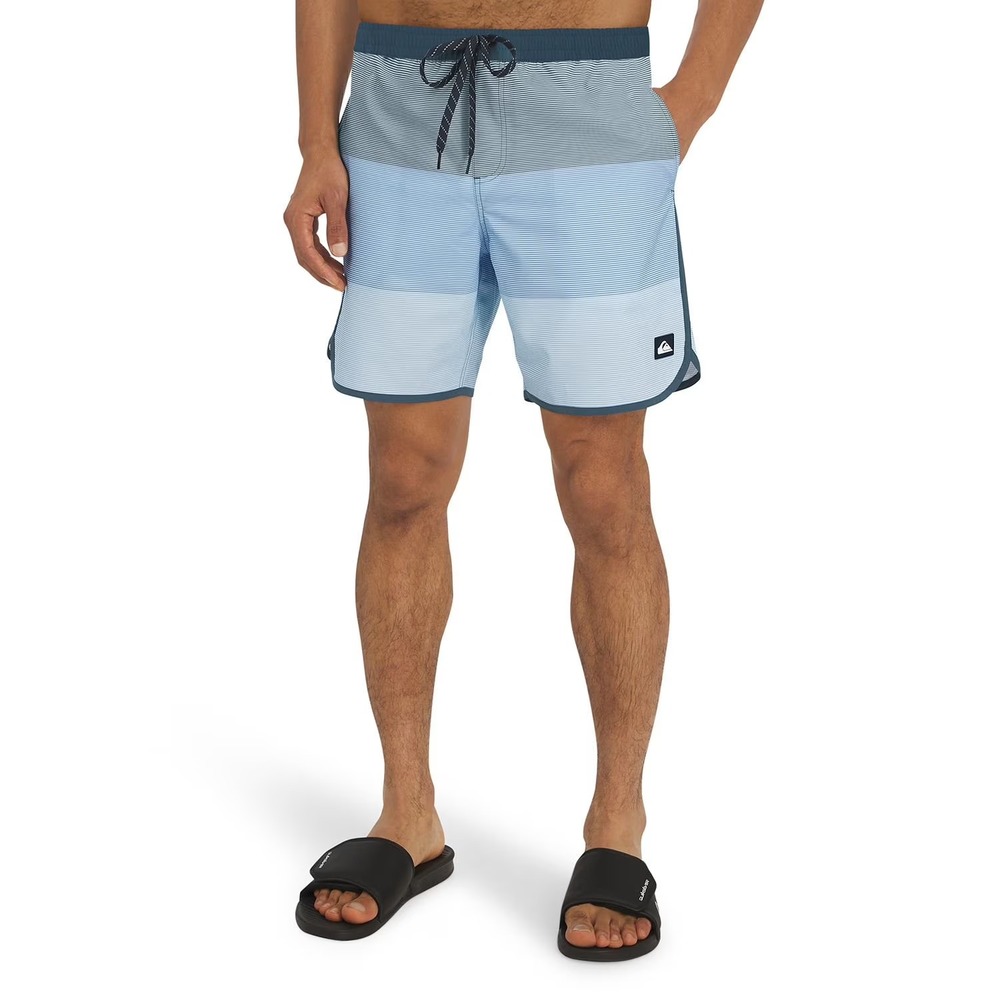 Quiksilver Mens Swim Trunks Size Medium Multi Blue Striped UPF 50 QS001012 NWT